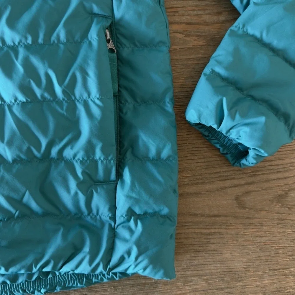 REI Co-op 650 Down Puffer Jacket Kids Small Teal Full Zip Packable Lightweight